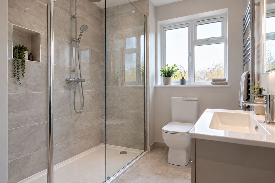 Clean modern bathroom with glass shower